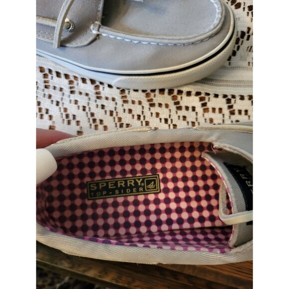 Women Gray Fabric Sperry Top Sider 8 Nautical Preppy Old Money Travel Minimalist - Picture 3 of 7